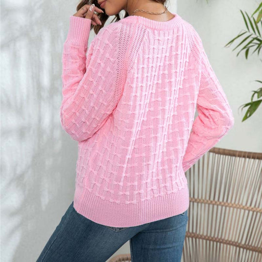 EB | Weicher Einfarbiger Strickpullover Für Alltag