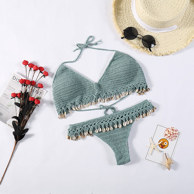 Damen Häkel-Bikini-Set mit Muscheldetails EB