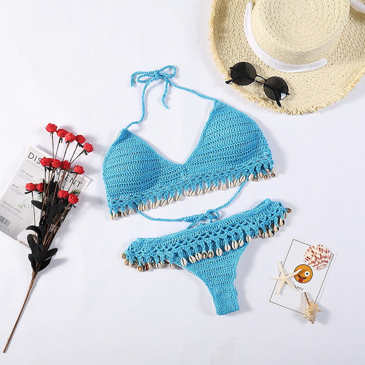 Damen Häkel-Bikini-Set mit Muscheldetails EB