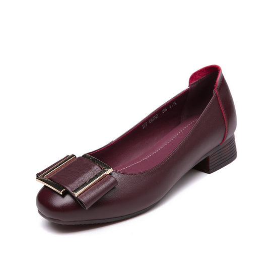 Damen elegante Ballerinas mit modischem Schnallendetail und komfortablem Blockabsatz EB