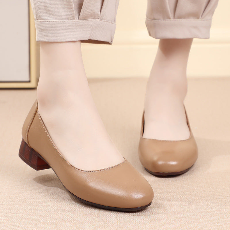 Damen Klassische Ballerinas mit elegantem Blockabsatz und komfortabler Sohle EB