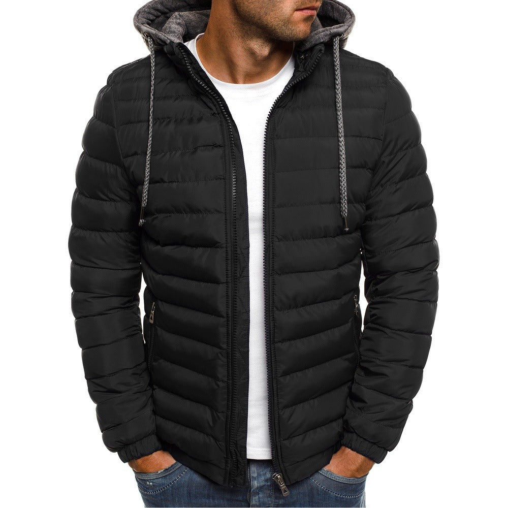 Herren nan gesteppte Kapuzenjacke mit wattierter Thermoisolierung und weichem Fleecefutter EB