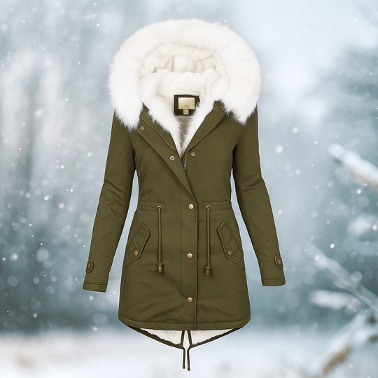 EB | Eleganter Wintermantel mit Kapuze aus Kunstfell Paula