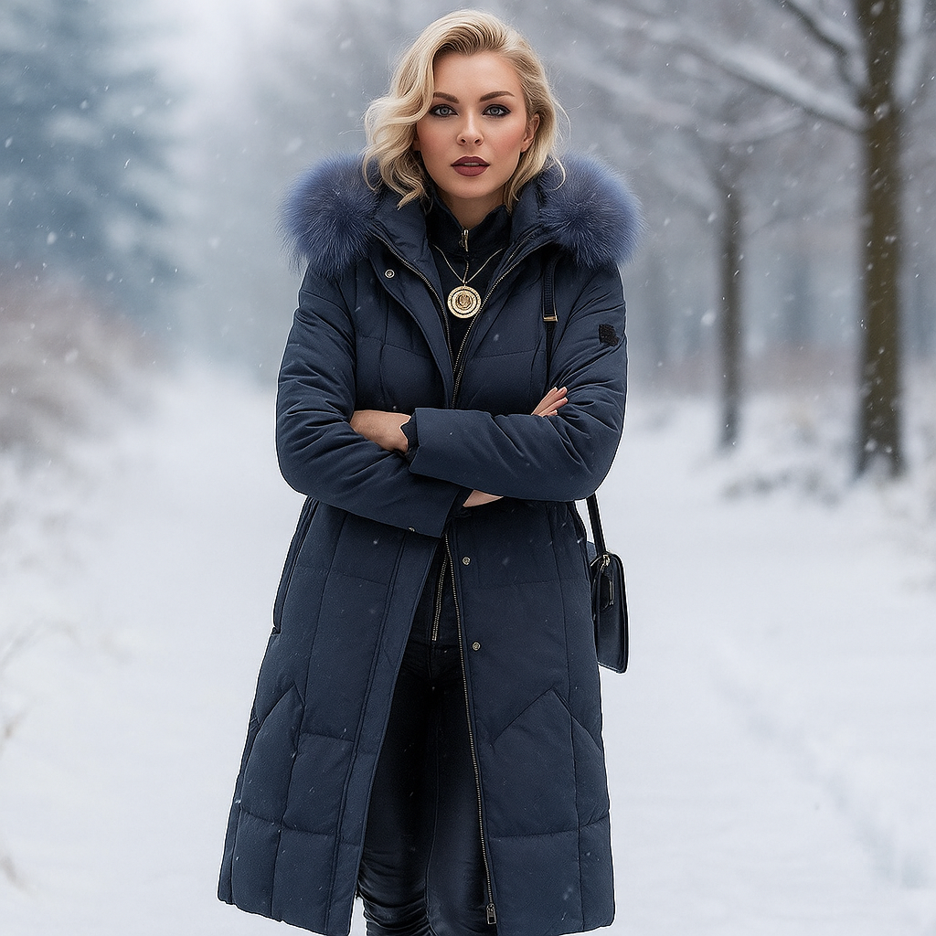 EB | Lange gesteppte Jacke mit Kapuze Isolde