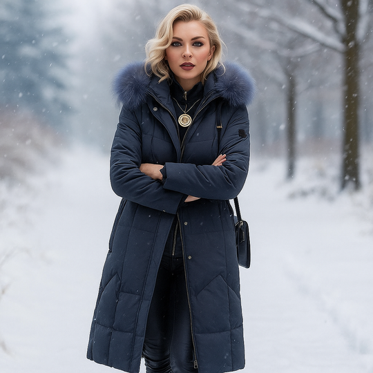 EB | Lange gesteppte Jacke mit Kapuze Isolde