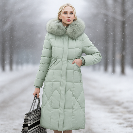 EB | Lange gesteppte Jacke mit Kapuze Isolde