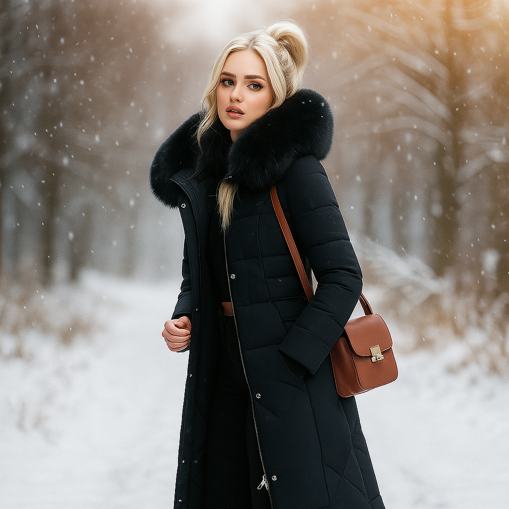 EB | Lange gesteppte Jacke mit Kapuze Isolde