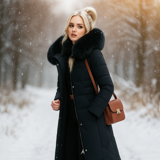 EB | Lange gesteppte Jacke mit Kapuze Isolde