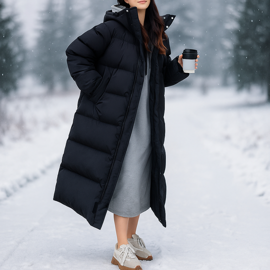 EB | Lange, gesteppte Winterjacke in Weiß Mirna