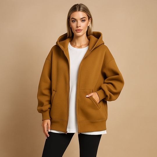 EB | Sweatshirt oversized mit Kapuze und Reißverschluss für Damen Yeni