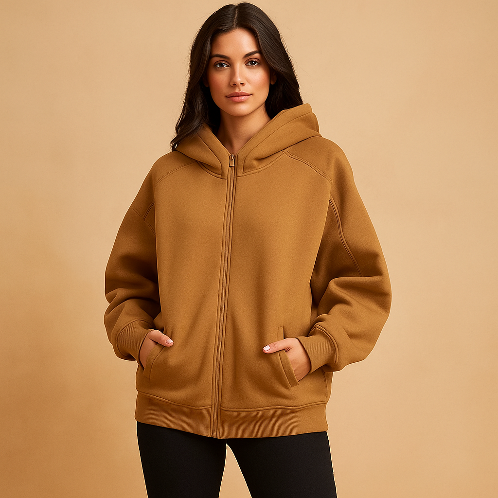 EB | Sweatshirt oversized mit Kapuze und Reißverschluss für Damen Yeni