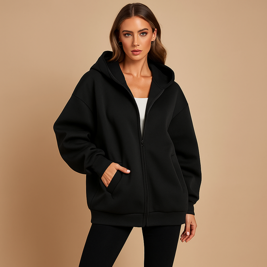 EB | Sweatshirt oversized mit Kapuze und Reißverschluss für Damen Yeni