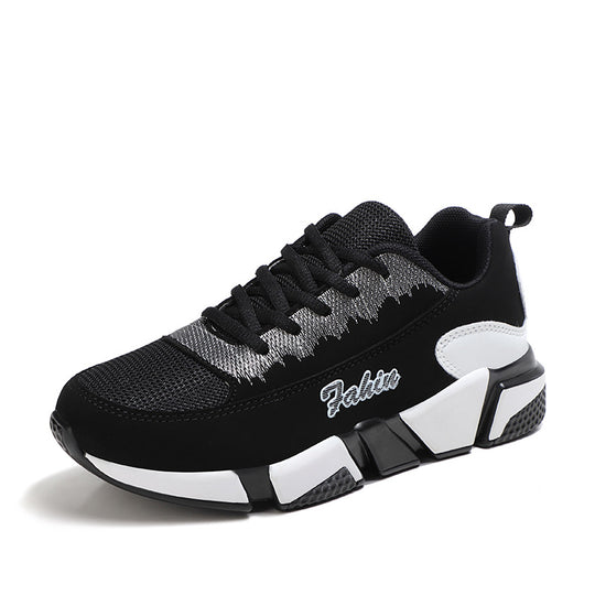 Damen nan sportlicher Plateau-Sneaker mit stoßdämpfender Blocksohle, gepolstertem Komfortfußbett und Mesh-Einsätzen EB