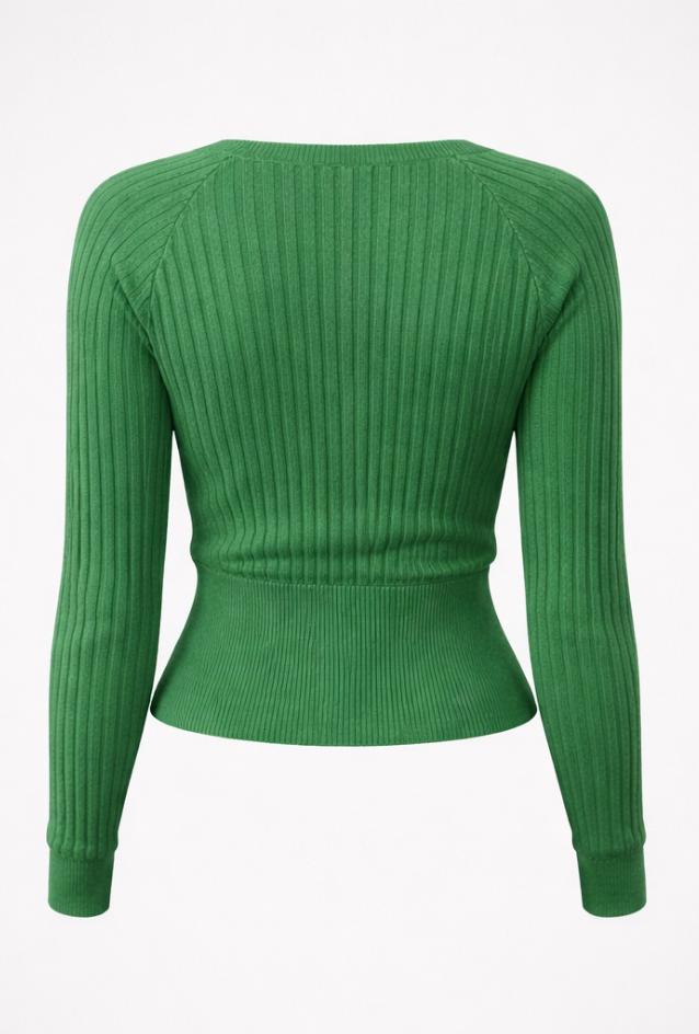 EB | Pullover - Damen Frühling Off-Shoulder V-Ausschnitt Kreuz Vorderseite Gestrickter Pullover