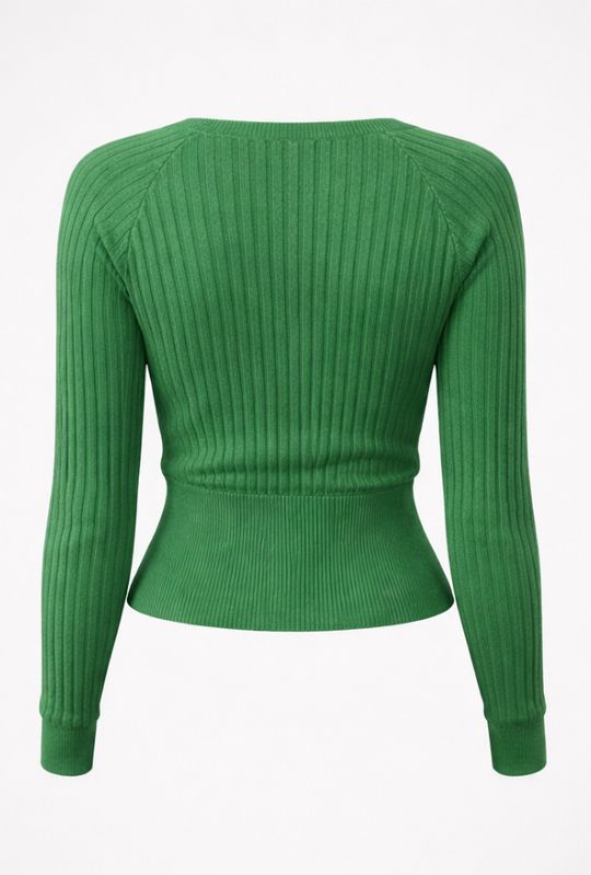 EB | Pullover - Damen Frühling Off-Shoulder V-Ausschnitt Kreuz Vorderseite Gestrickter Pullover