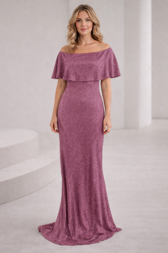 Damen Elegantes und funkelndes Abendensemble mit Off-Shoulder-Design und weitem Bein EB