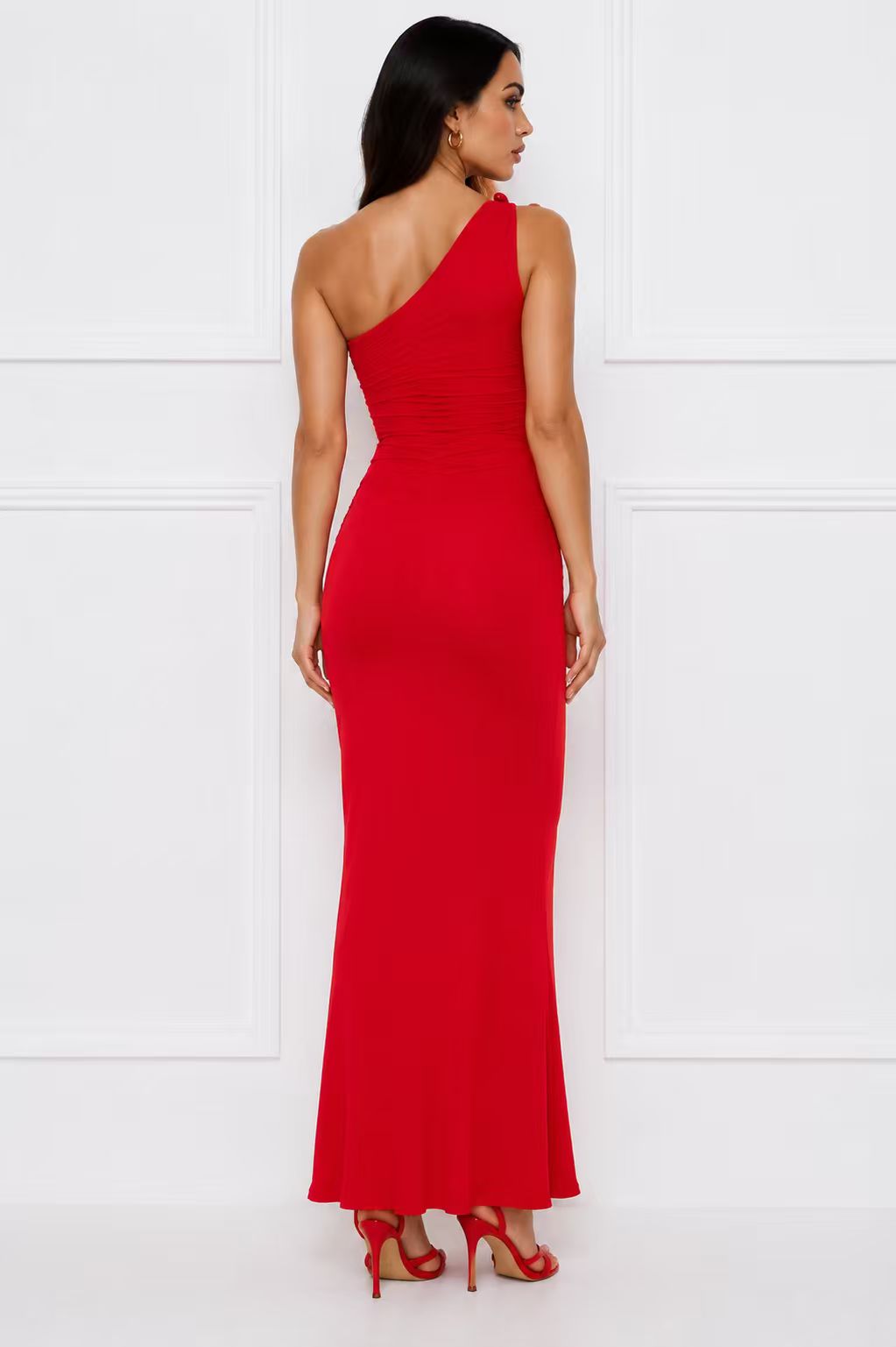 Damen Asymmetrisches Maxikleid mit Rüschendetails EB
