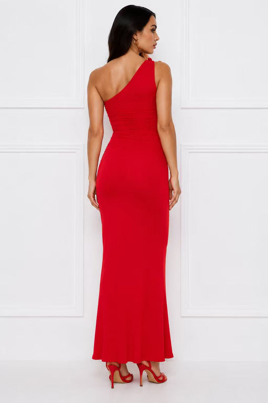 Damen Asymmetrisches Maxikleid mit Rüschendetails EB