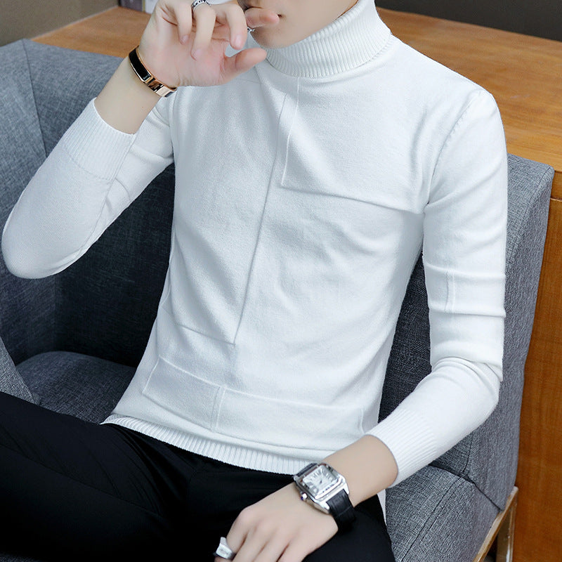 Herren nan feiner Rollkragenpullover aus Feinstrick mit geometrischer Struktur und schmaler Passform EB