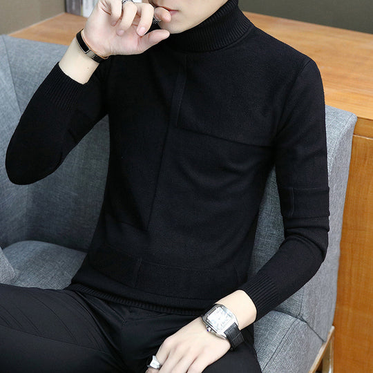 Herren nan feiner Rollkragenpullover aus Feinstrick mit geometrischer Struktur und schmaler Passform EB