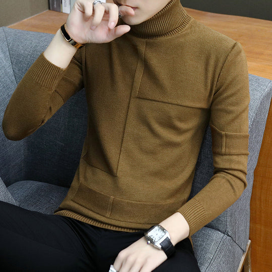 Herren nan feiner Rollkragenpullover aus Feinstrick mit geometrischer Struktur und schmaler Passform EB
