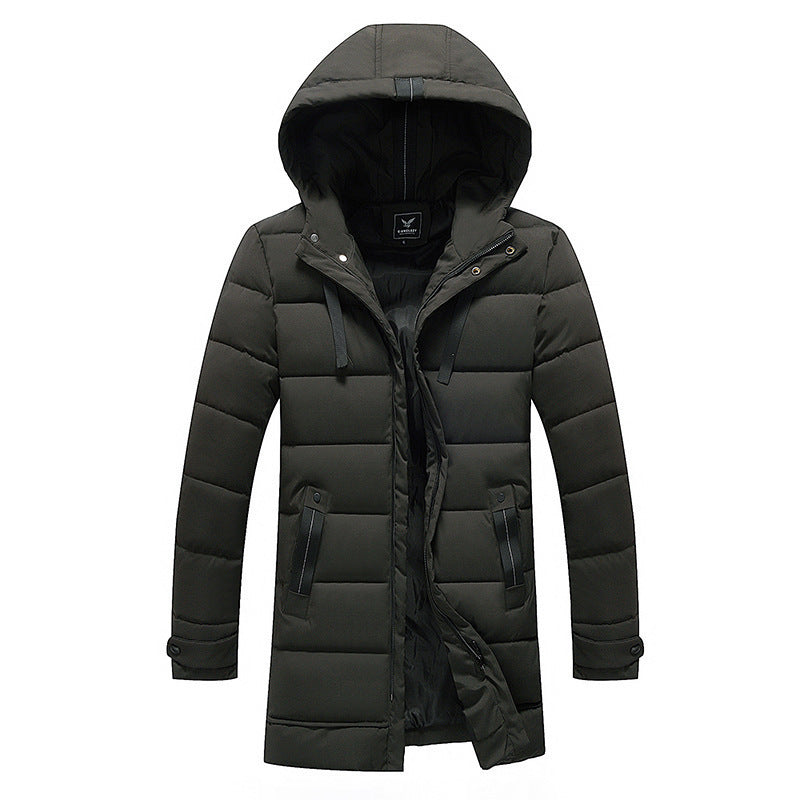 Damen längliche Steppjacke mit Kapuze und praktischen Taschen EB