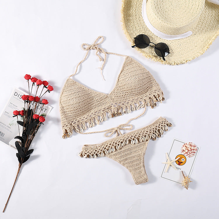Damen Häkel-Bikini-Set mit Muscheldetails EB