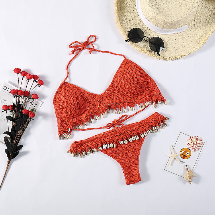 Damen Häkel-Bikini-Set mit Muscheldetails EB