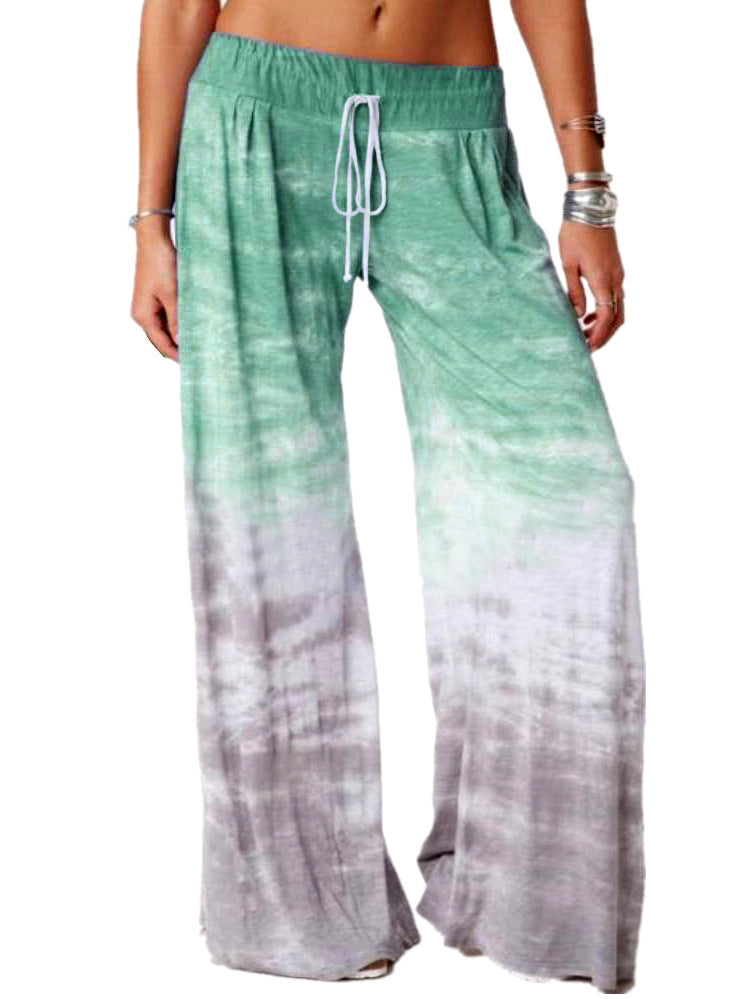Damen weite Strandhose mit elastischem Bund und modischem Batikdesign EB