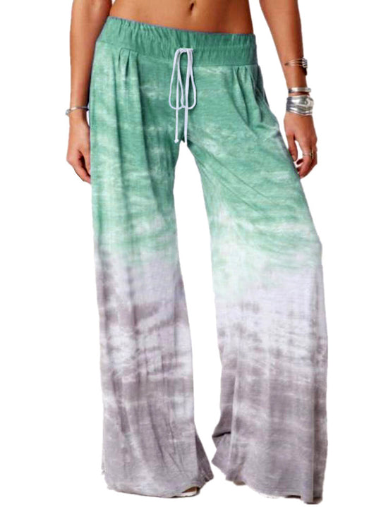 Damen weite Strandhose mit elastischem Bund und modischem Batikdesign EB