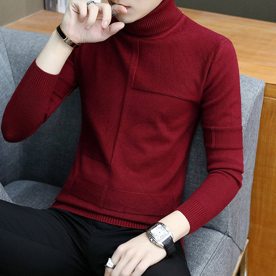 Herren nan feiner Rollkragenpullover aus Feinstrick mit geometrischer Struktur und schmaler Passform EB