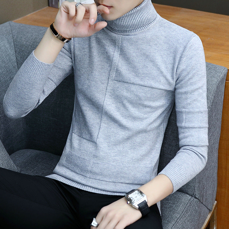 Herren nan feiner Rollkragenpullover aus Feinstrick mit geometrischer Struktur und schmaler Passform EB