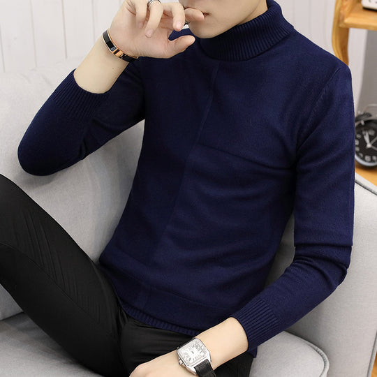 Herren nan feiner Rollkragenpullover aus Feinstrick mit geometrischer Struktur und schmaler Passform EB