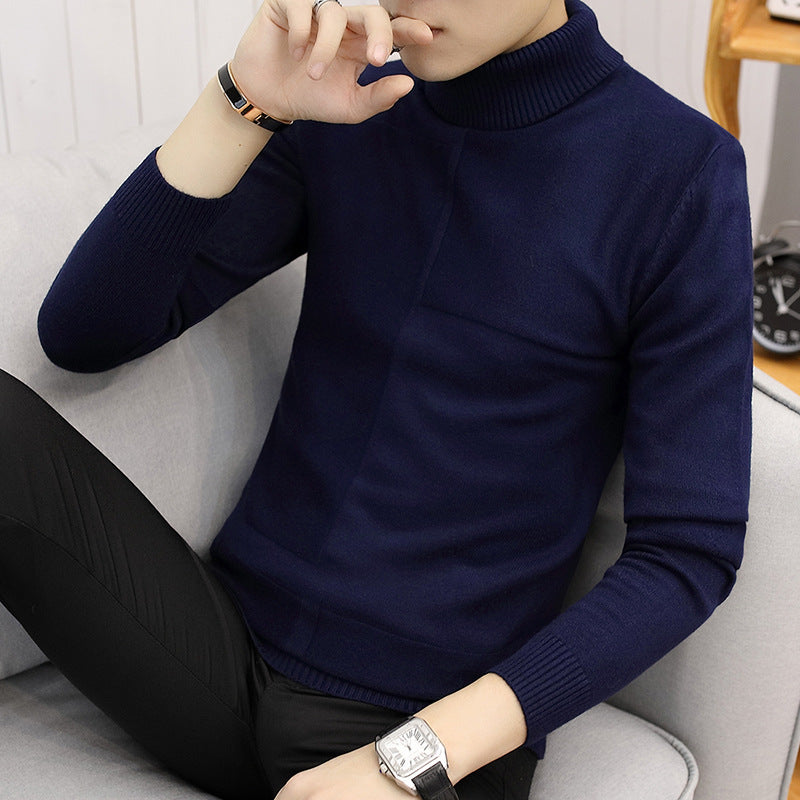 Herren nan feiner Rollkragenpullover aus Feinstrick mit geometrischer Struktur und schmaler Passform EB