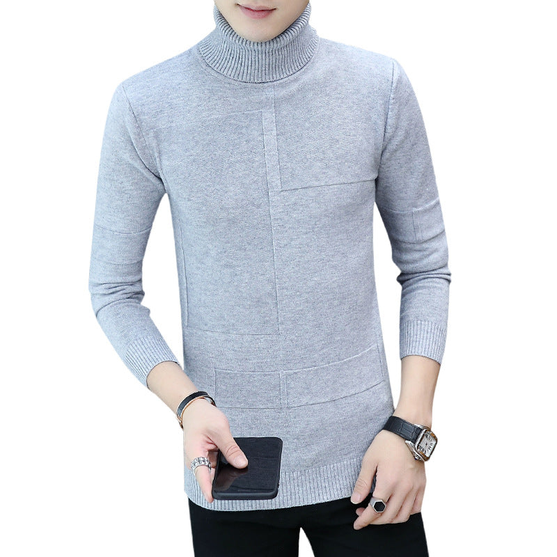 Herren nan feiner Rollkragenpullover aus Feinstrick mit geometrischer Struktur und schmaler Passform EB