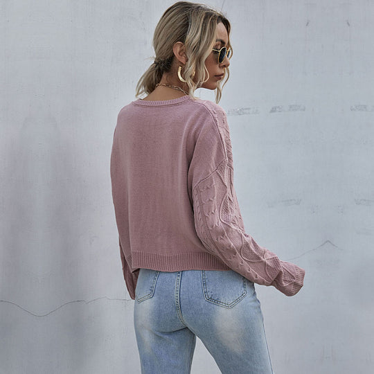 Damen lässiger Strickpullover mit exklusivem Zopfdesign EB