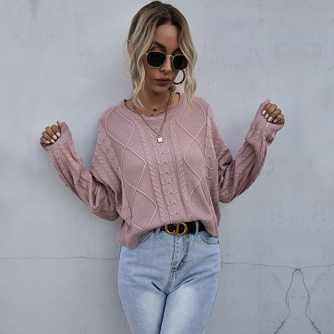 Damen lässiger Strickpullover mit exklusivem Zopfdesign EB