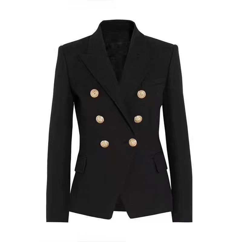 Damen Elegante Doppelreihige Blazerjacke mit goldenen Knöpfen EB