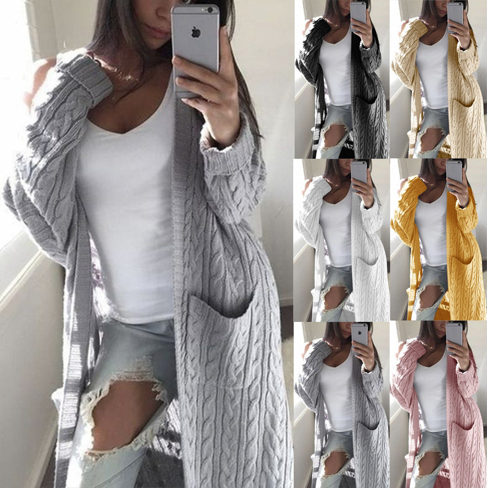 Damen Strickjacke mit Kabelmuster und Taschen EB