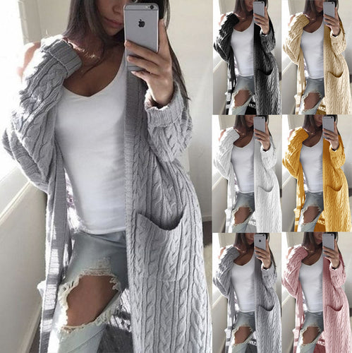 Damen Strickjacke mit Kabelmuster und Taschen EB