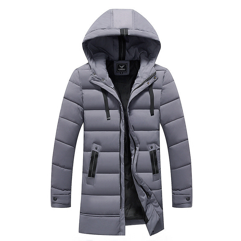Damen längliche Steppjacke mit Kapuze und praktischen Taschen EB