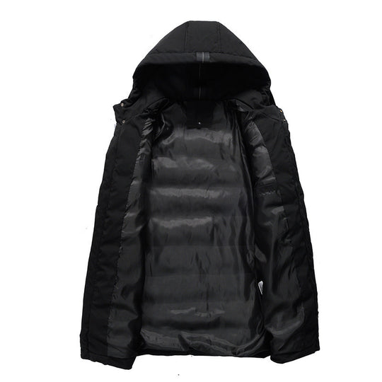 Damen längliche Steppjacke mit Kapuze und praktischen Taschen EB