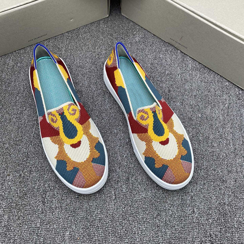 Damen Modische Slip-On Sneakers mit kreativem Muster EB