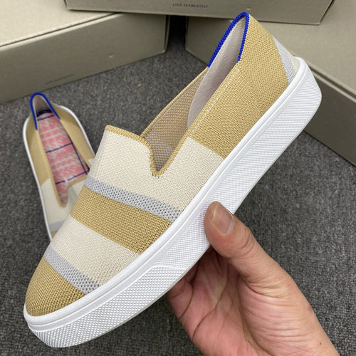 Damen Bequeme Slip-On Freizeitschuhe mit atmungsaktivem Obermaterial EB