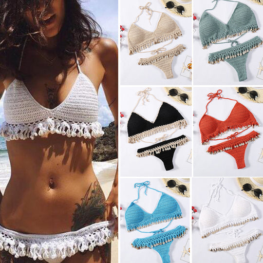 Damen Häkel-Bikini-Set mit Muscheldetails EB