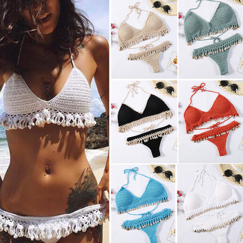 Damen Häkel-Bikini-Set mit Muscheldetails EB