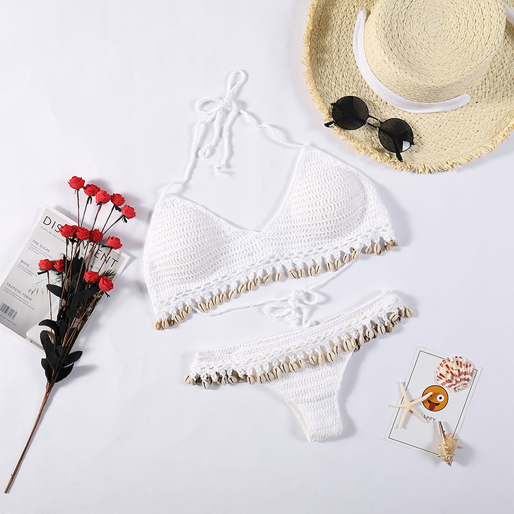 Damen Häkel-Bikini-Set mit Muscheldetails EB
