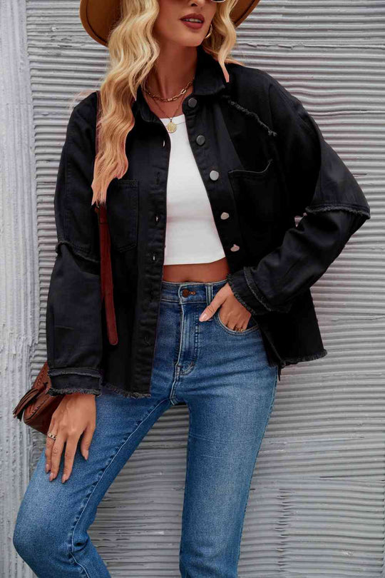 EB | Raw Hem Kragen Denimjacke
