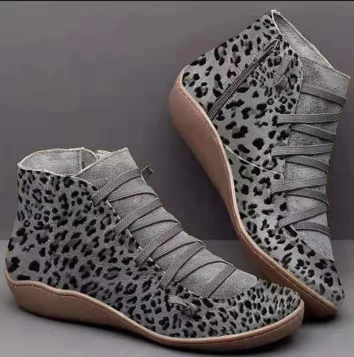 Damen nan knöchelhoher Softleder-Sneakerboot mit seitlichem Reißverschluss elastischer Zierschnürung und ergonomischer Komfortsohle EB