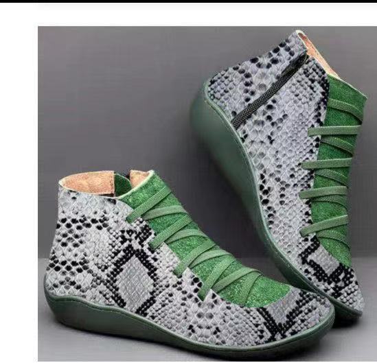 Damen nan knöchelhoher Softleder-Sneakerboot mit seitlichem Reißverschluss elastischer Zierschnürung und ergonomischer Komfortsohle EB